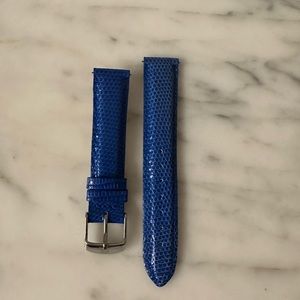 Michele 18mm Blue Embossed Crocodile Leather Strap. New